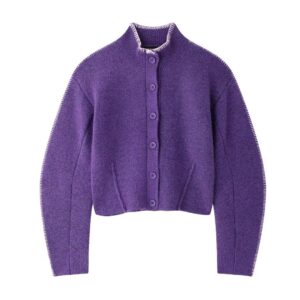 Single-breasted Knitted Cardigan Coat For Women