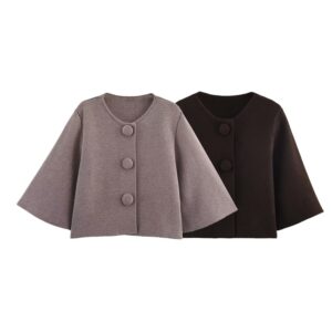 Feng New Womens Fashionable Casual Knitted Short Jacket