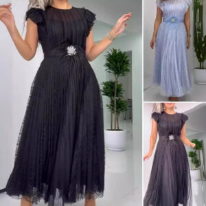 Womens Fashion Crew-neck Figure-flattering Slimming Dress