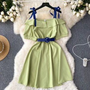 Adorable Designer-style Waist-cinching Lace-up Dress