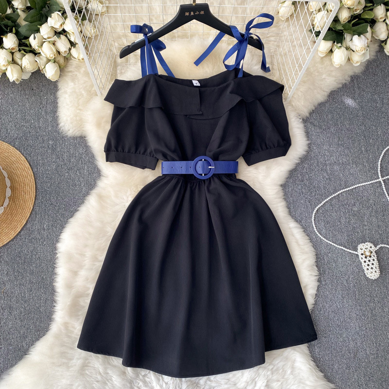 Adorable Designer-style Waist-cinching Lace-up Dress - Image 4