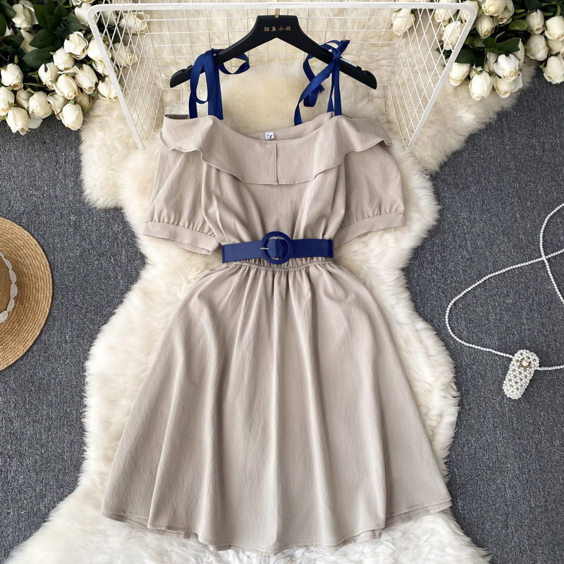 Adorable Designer-style Waist-cinching Lace-up Dress - Image 9