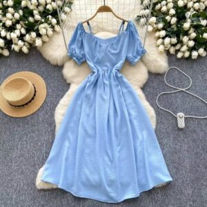 Sweet Designer-style Cutout Halterneck Off-shoulder Dress