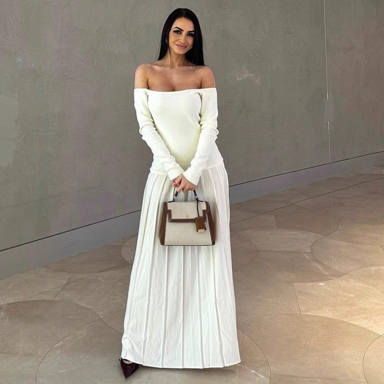 Seamless Off-shoulder European And American-style Dress For Women