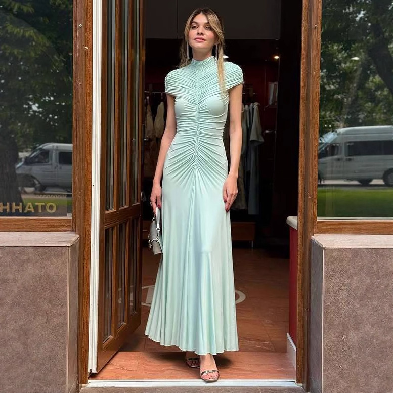 Womens Clothing Mesh Ruffle Dress Hugging Sheath Maxi Skirt - Image 2