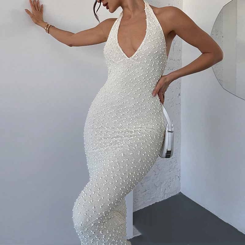 Stylish ChicAnd Elegant V-neck Backless Halter Summer Dress - Image 5