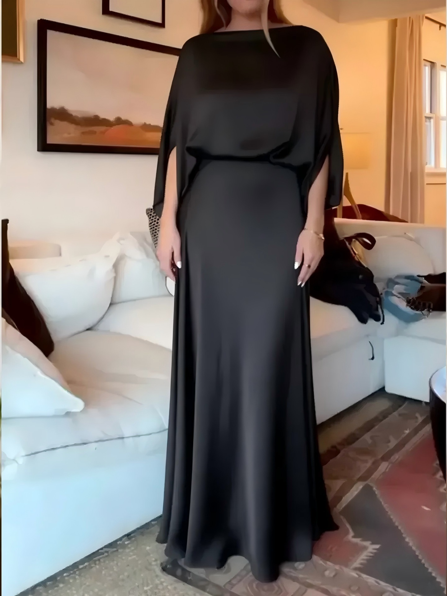 A Sleek Solid-color Satin Dress With Smooth Lines - Image 9