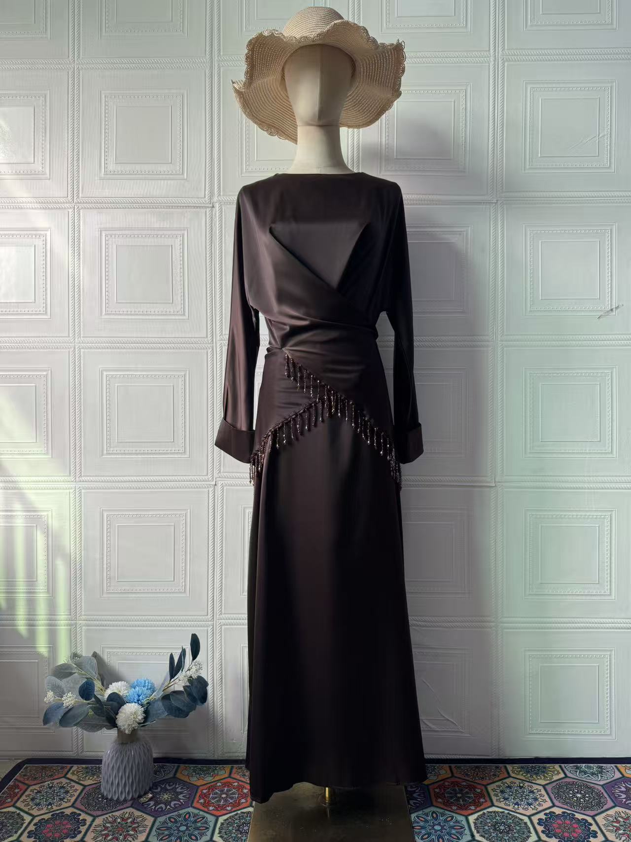 Silky Long-sleeved Elegant And Sophisticated Dress - Image 6