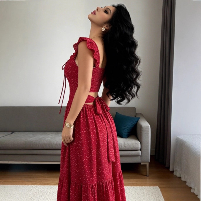 Womens Halterneck Floral Print Square-cut Dress - Image 3