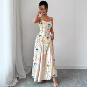 Womens Casual Minimalist Floral Halter Dress