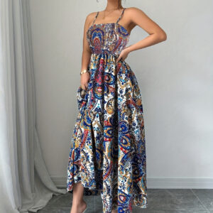 Mid Length Womens Printed Slip Dress