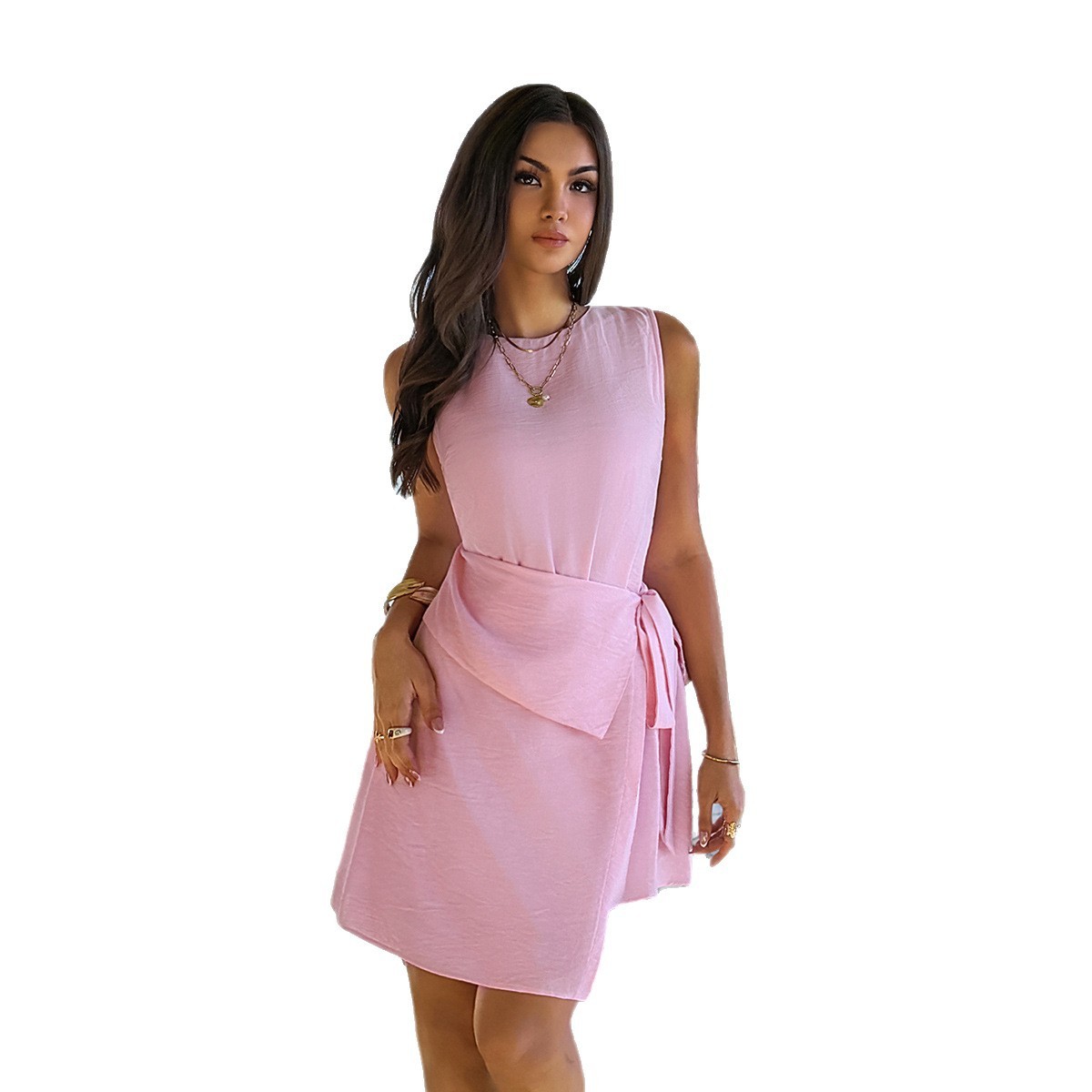 Solid-color Strap Dress For Leisure And Vacation - Image 5