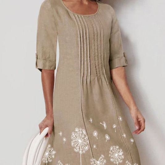 SpringSummer Cotton-Look Sleeveless One-Shoulder Dress