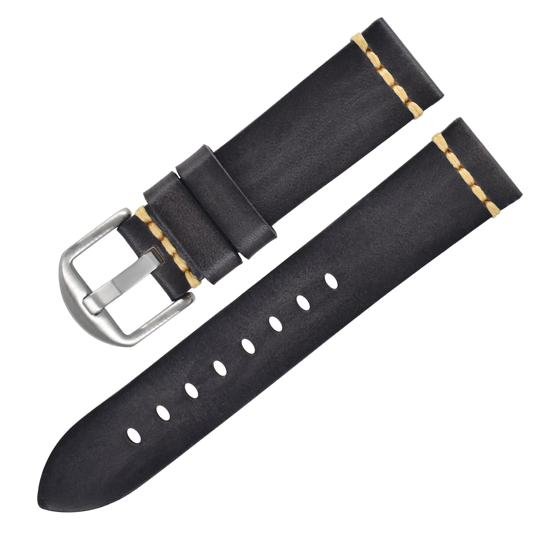 First Layer Cowhide Handmade Leather Watch Strap Vintage Strap 20mm Pin Buckle - Image 4