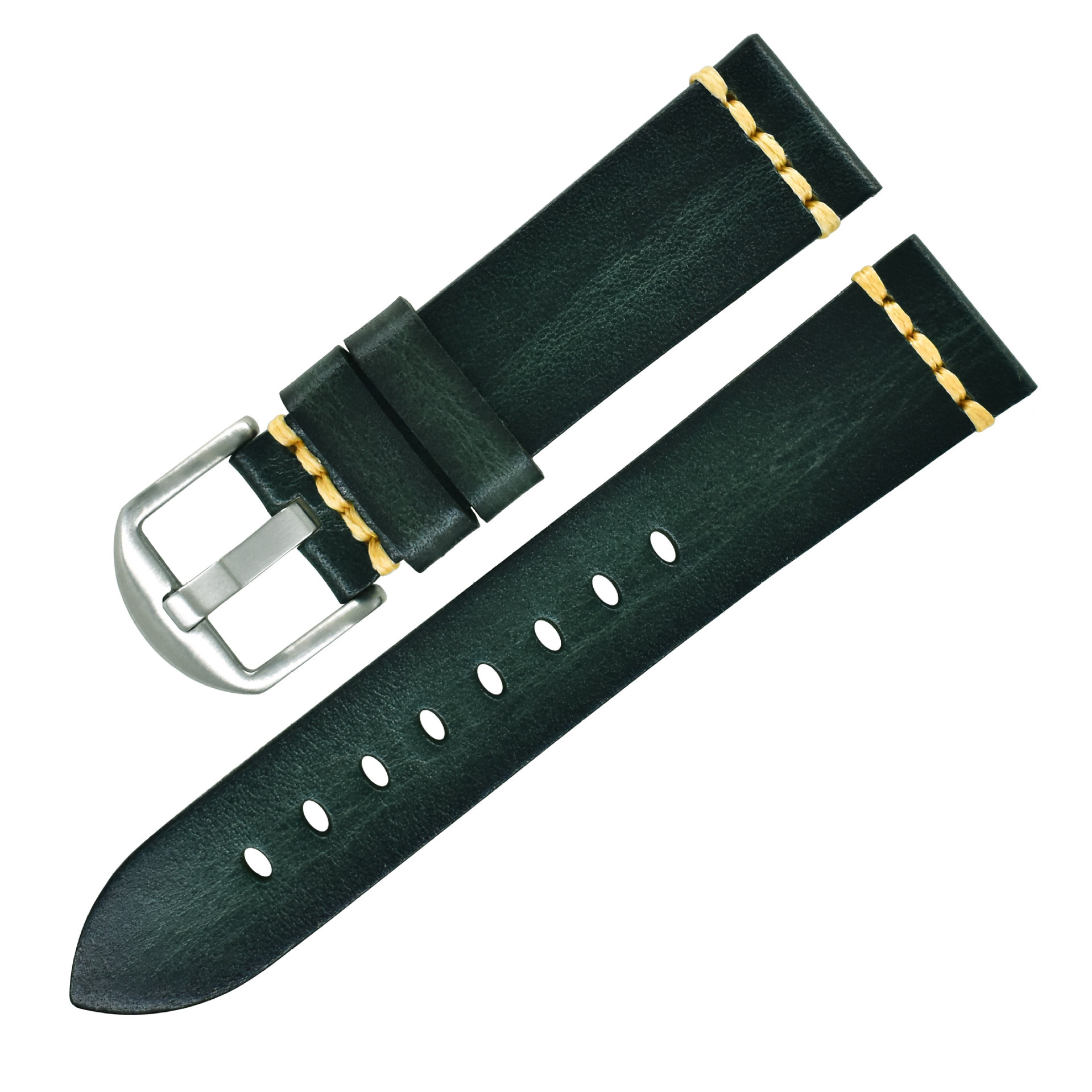 First Layer Cowhide Handmade Leather Watch Strap Vintage Strap 20mm Pin Buckle - Image 6