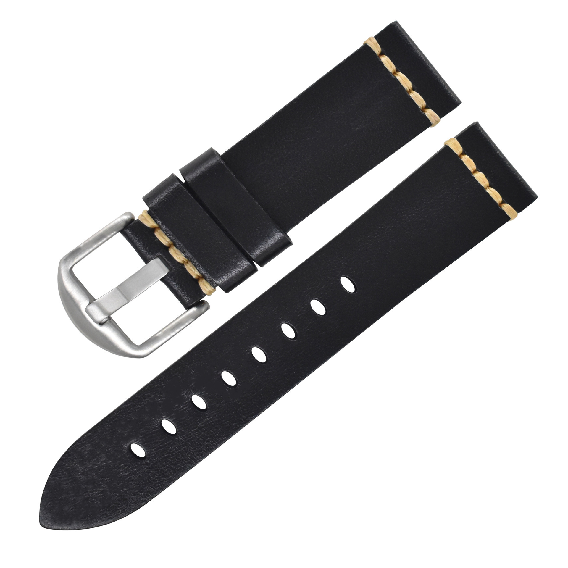 First Layer Cowhide Handmade Leather Watch Strap Vintage Strap 20mm Pin Buckle - Image 10