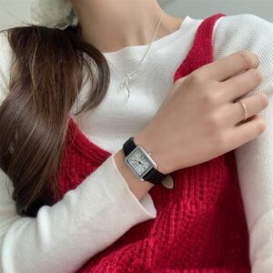 Simple Roman Rectangular Leather Watch Women