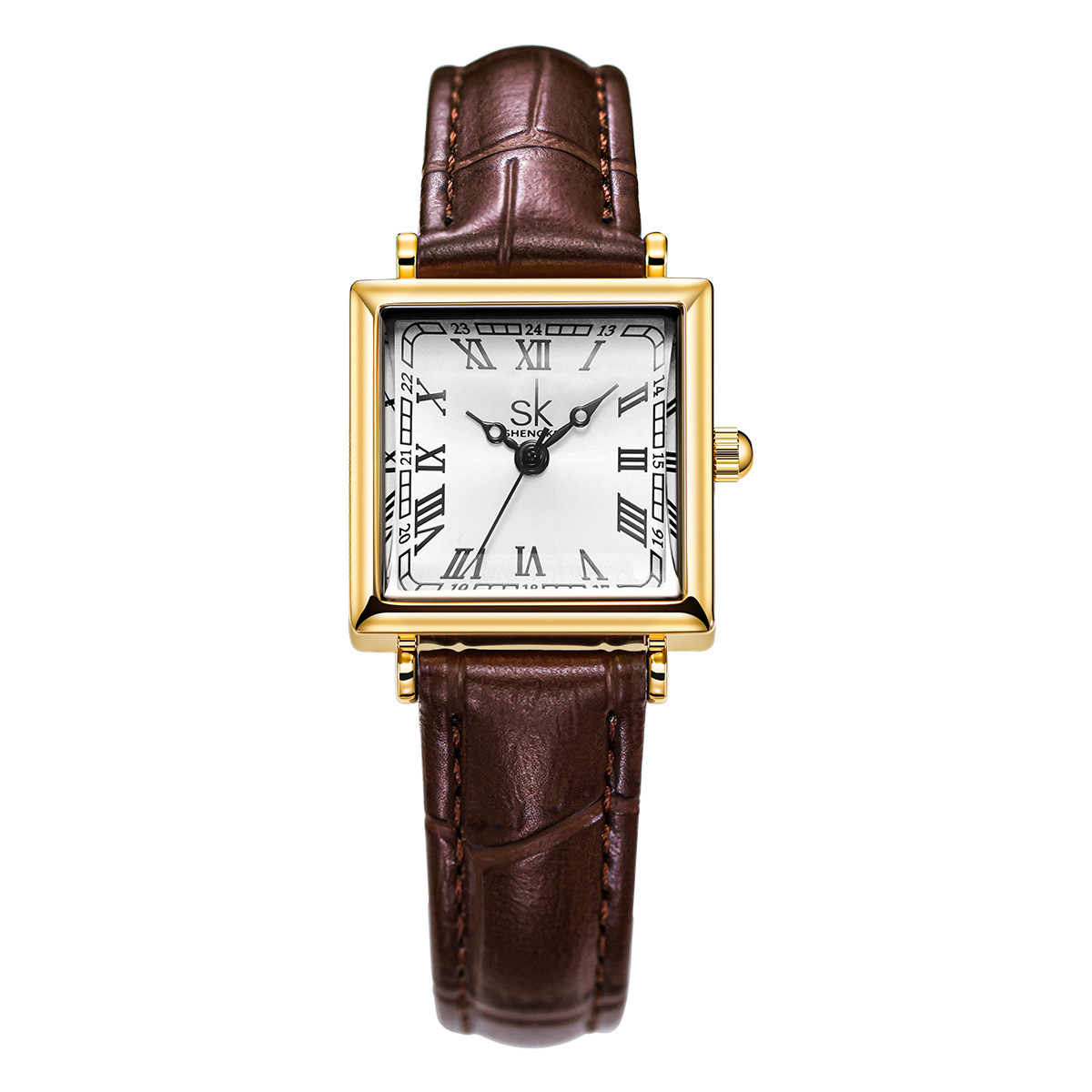 Women's Watch With A Retro-style Small Square Face And Leather Strap - Image 6