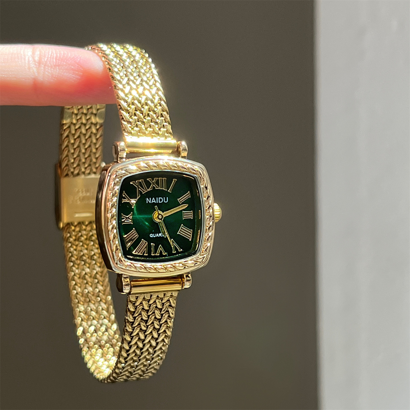Golden Roman-style Square Watch For Women - Image 3