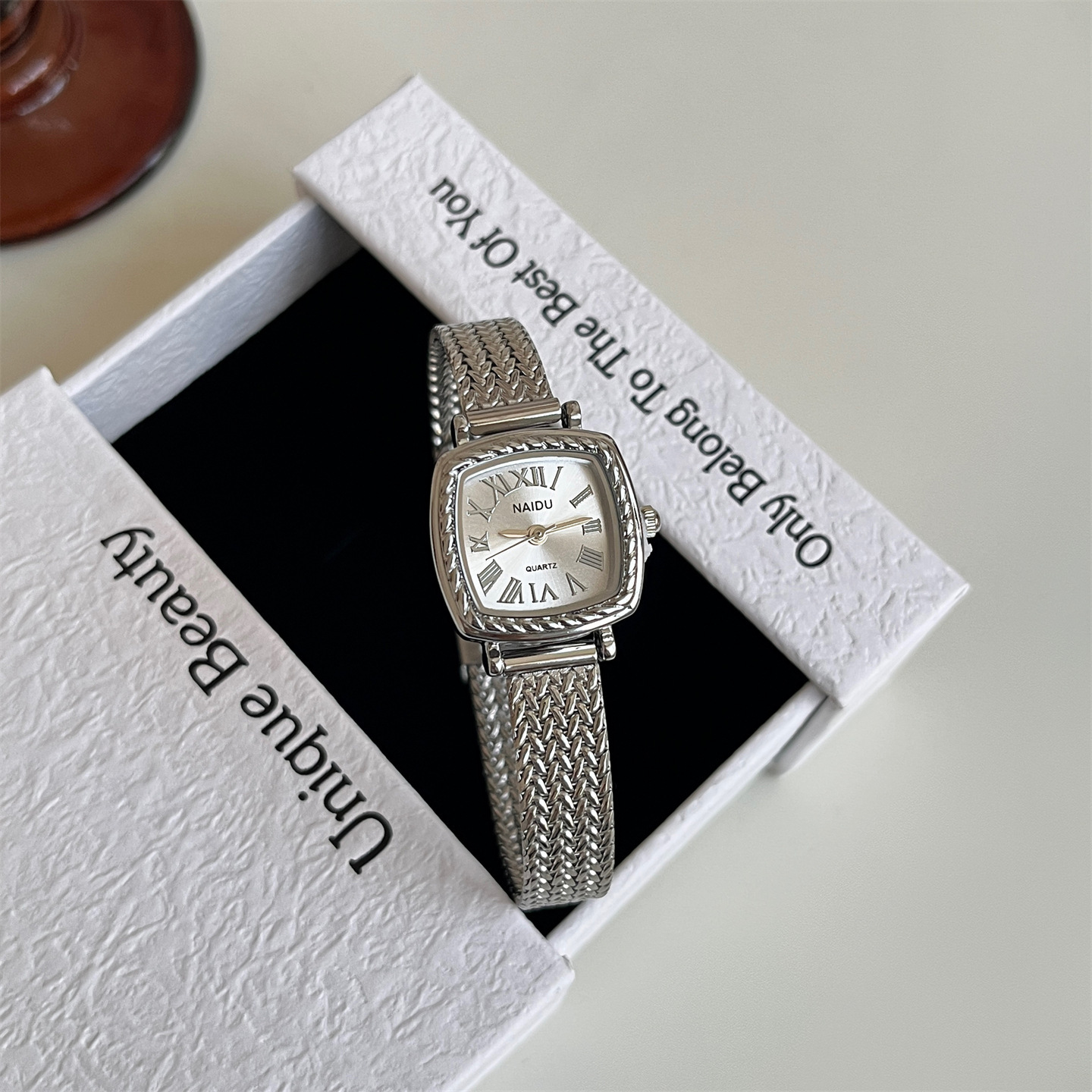 Golden Roman-style Square Watch For Women - Image 4