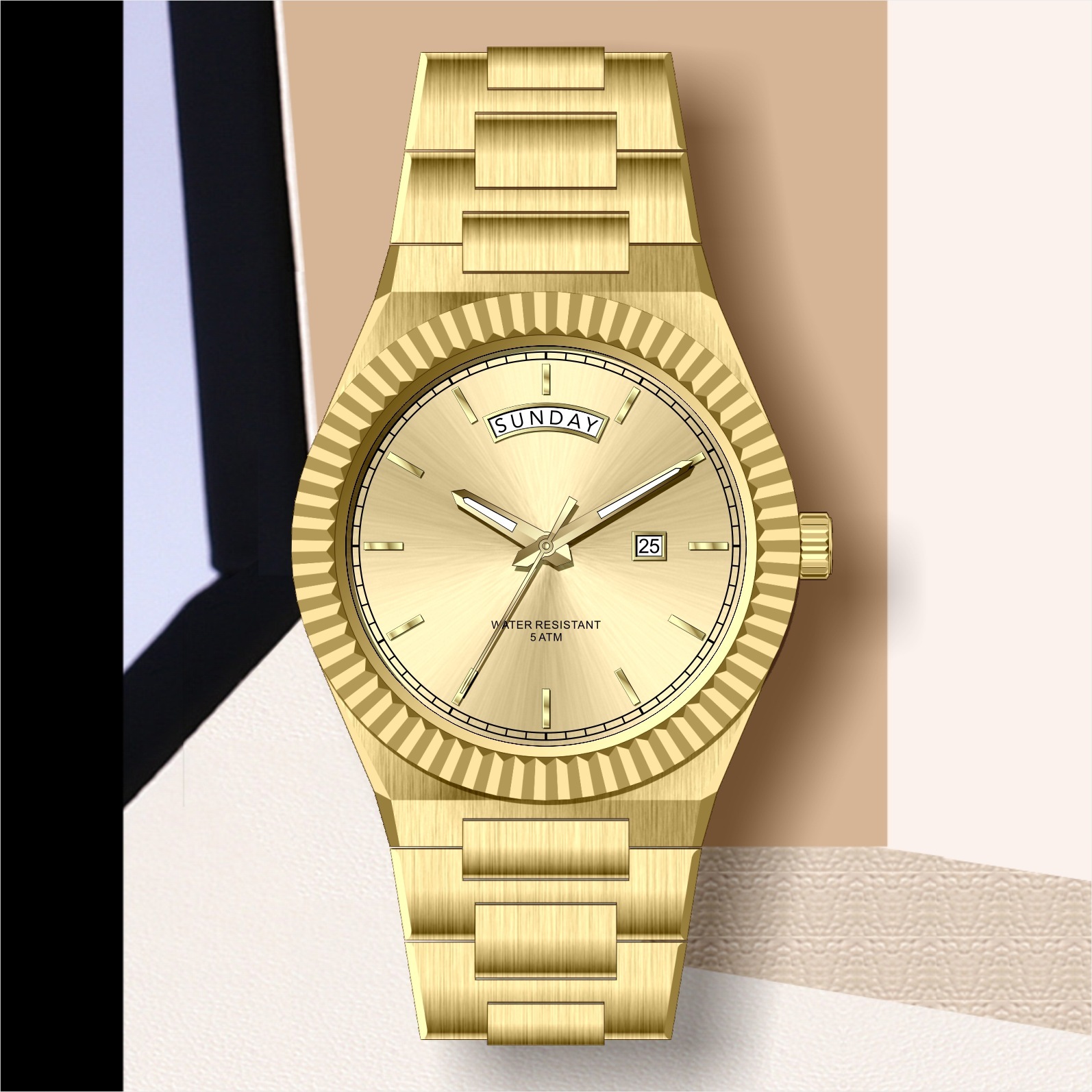 Business Gentleman's Log-Type Quartz Waterproof Steel Strap